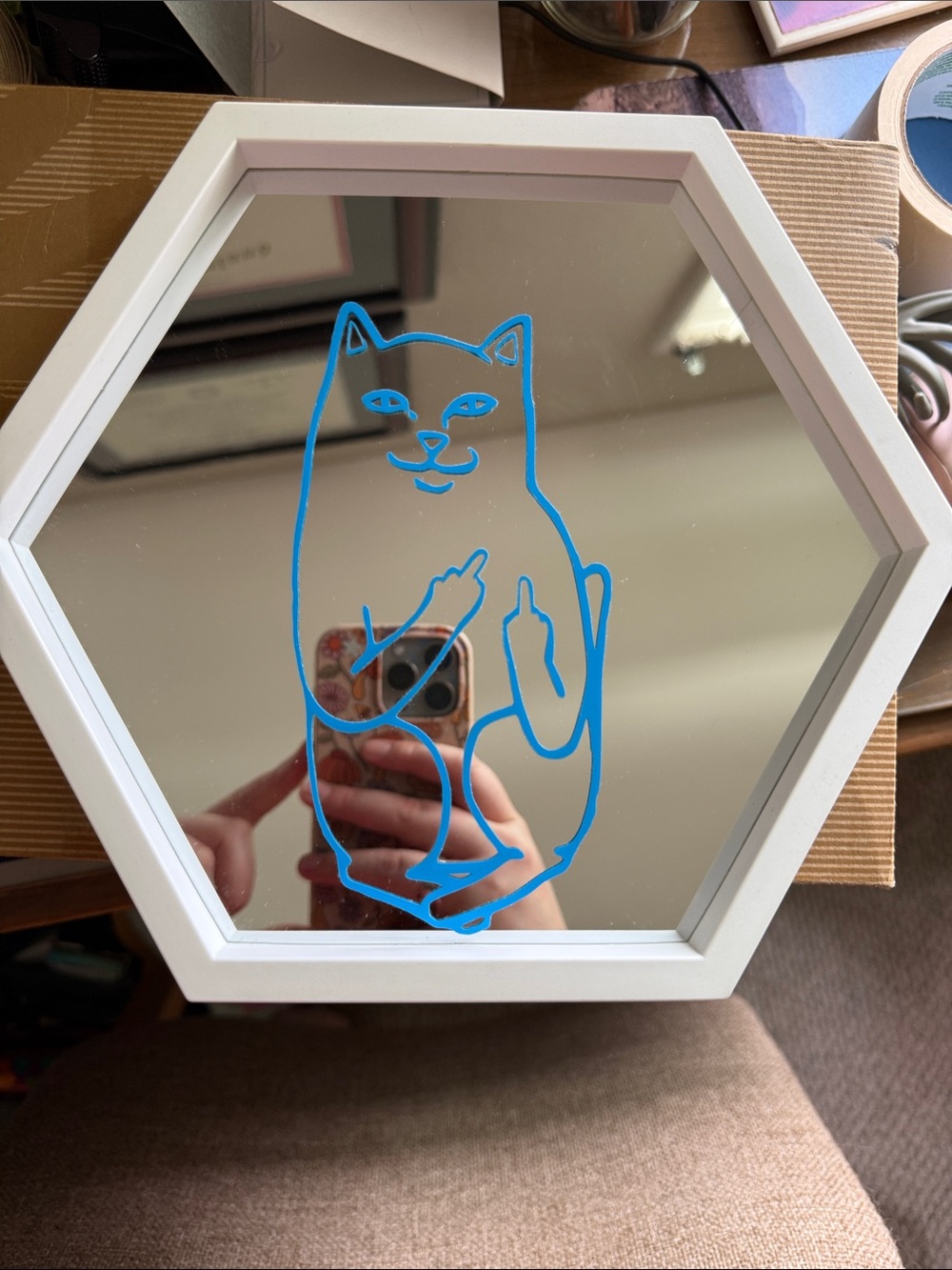 Ripndip Hexagon Mirror with Blue Decal